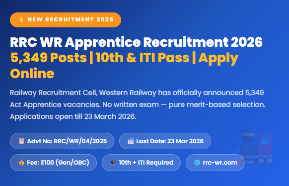 Western Railway Apprentice 2026 | 5349 Vacancies | Last Date March 23